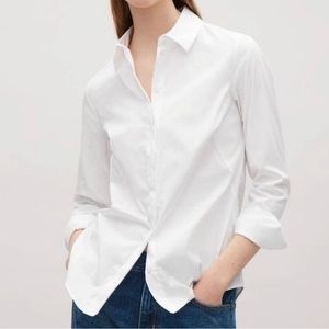 COS White Cotton Button Down Collared Shirt